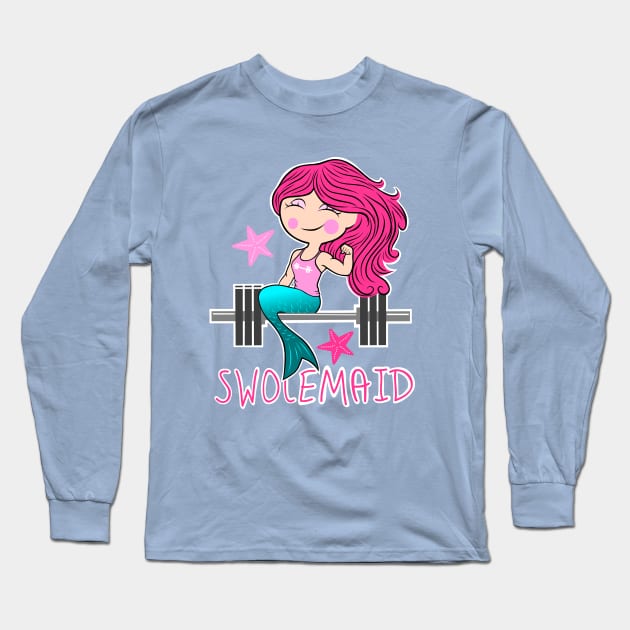 Fitness Mermaid, gym girl, fitness girl Long Sleeve T-Shirt by TimAddisonArt